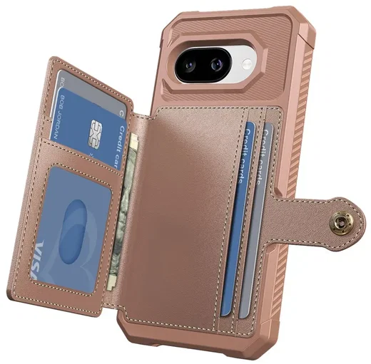 Google Pixel 10a TPU Back Cover met Kunstleren Wallet Roze afbeelding 2
