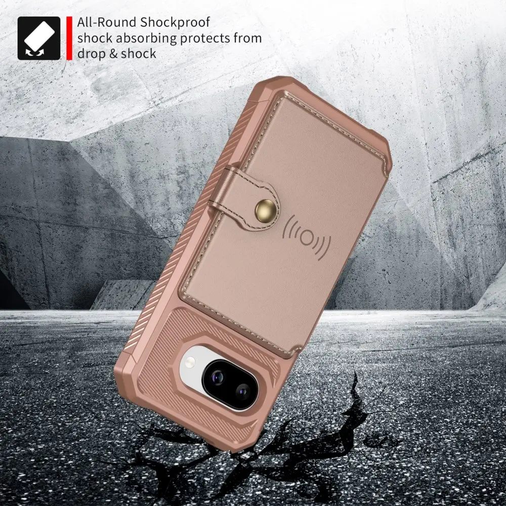 Google Pixel 10a TPU Back Cover met Kunstleren Wallet Roze afbeelding 5