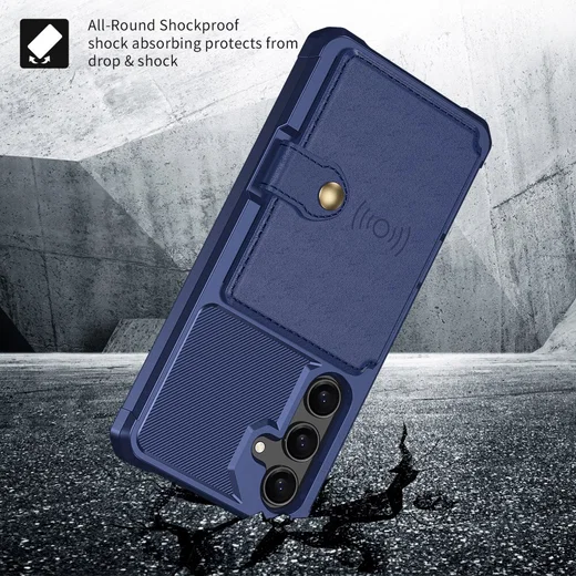 Samsung Galaxy S26 TPU Back Cover met Kunstleren Wallet Blauw afbeelding 5