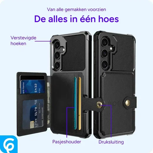 Samsung Galaxy S26 TPU Back Cover met Kunstleren Wallet Zwart afbeelding 7