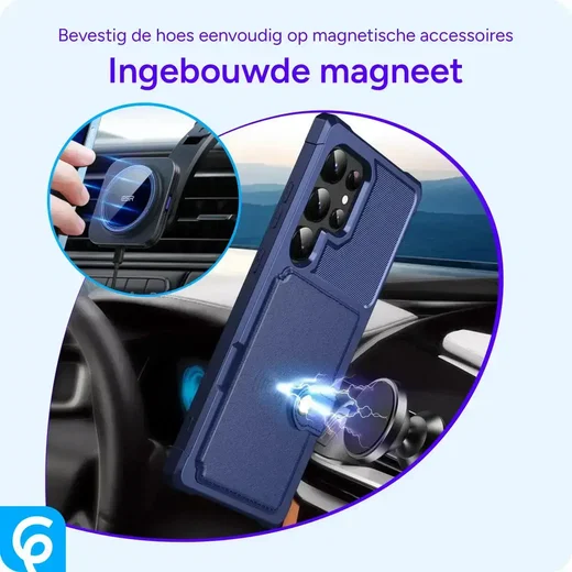 Samsung Galaxy S26 Ultra TPU Back Cover met Kunstleren Wallet Blauw afbeelding 9