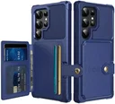 Samsung Galaxy S26 Ultra TPU Back Cover met Kunstleren Wallet Blauw