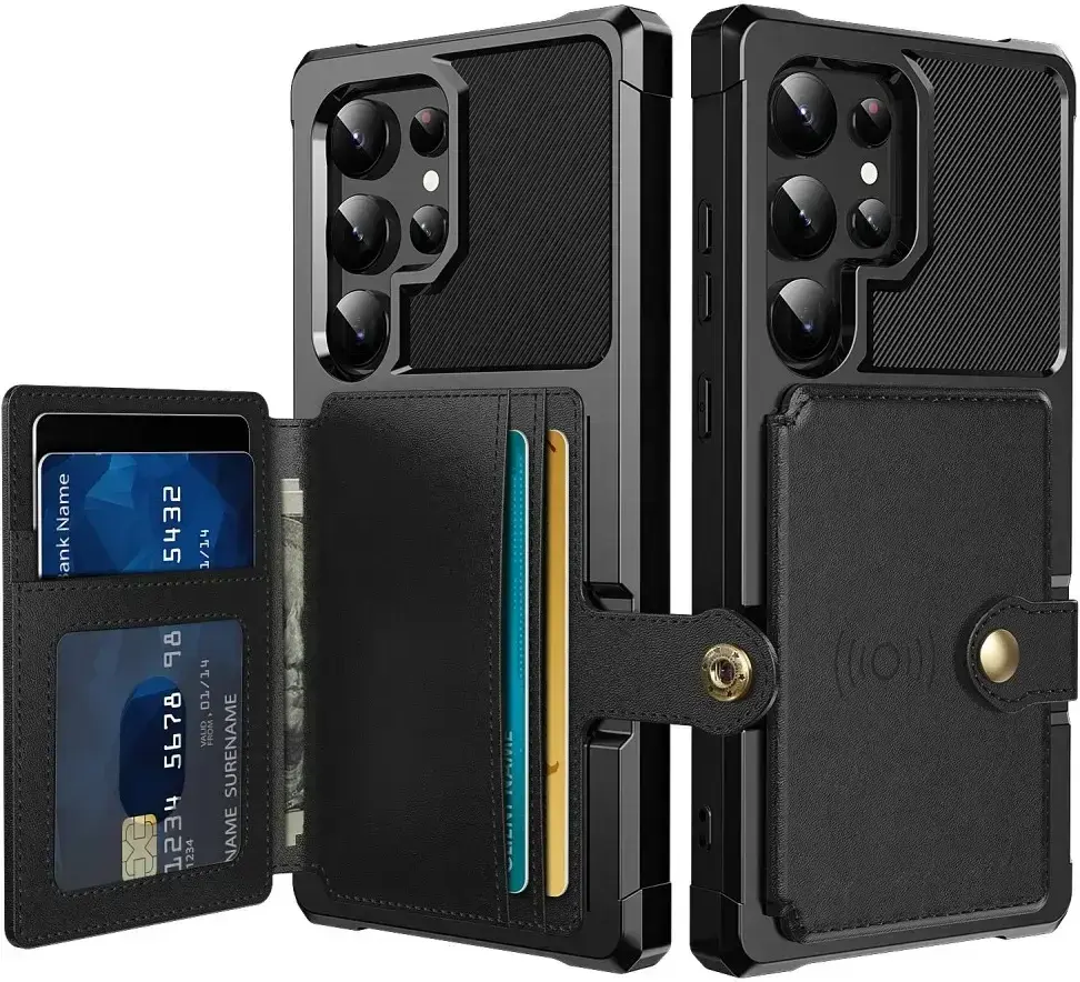 Samsung Galaxy S26 Ultra TPU Back Cover met Kunstleren Wallet Zwart afbeelding 1