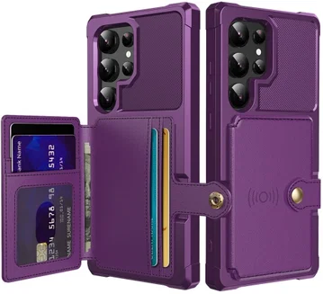Samsung Galaxy S26 Ultra TPU Back Cover met Kunstleren Wallet Paars