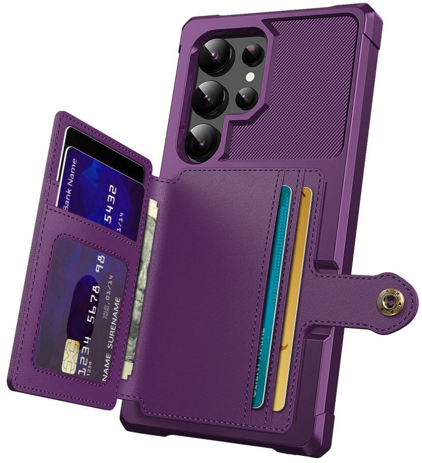 Samsung Galaxy S26 Ultra TPU Back Cover met Kunstleren Wallet Paars afbeelding 4
