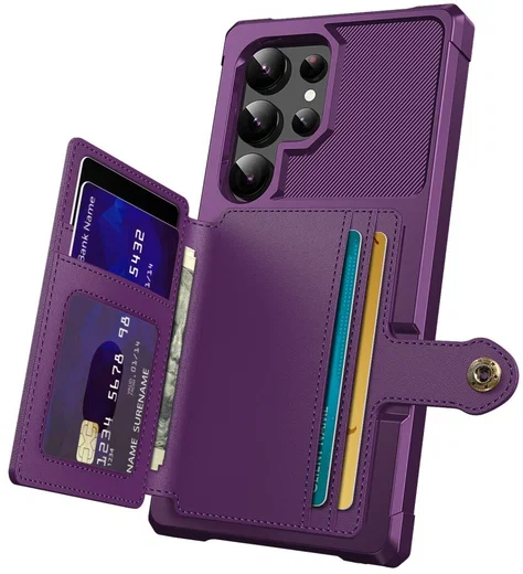 Samsung Galaxy S26 Ultra TPU Back Cover met Kunstleren Wallet Paars afbeelding 4