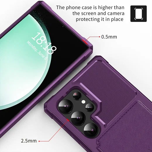 Samsung Galaxy S26 Ultra TPU Back Cover met Kunstleren Wallet Paars afbeelding 8