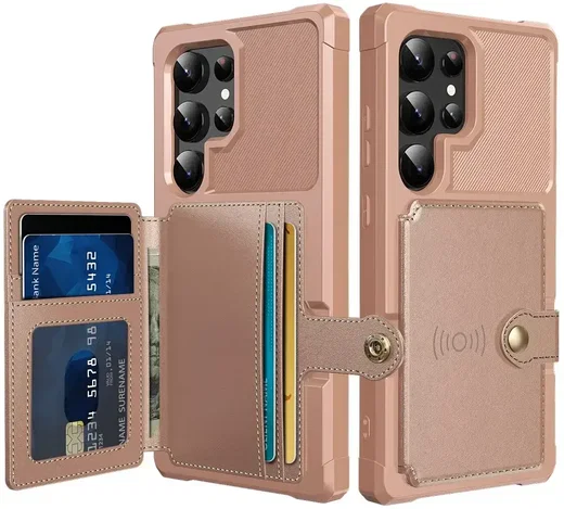Samsung Galaxy S26 Ultra TPU Back Cover met Kunstleren Wallet Roze afbeelding 1