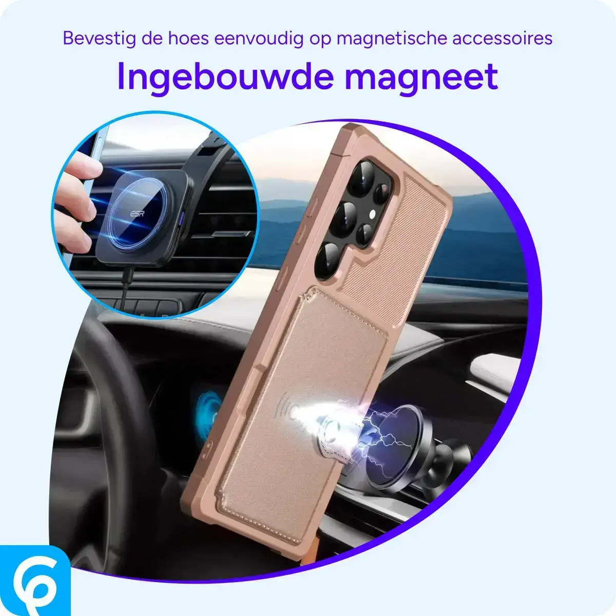 Samsung Galaxy S26 Ultra TPU Back Cover met Kunstleren Wallet Roze afbeelding 8