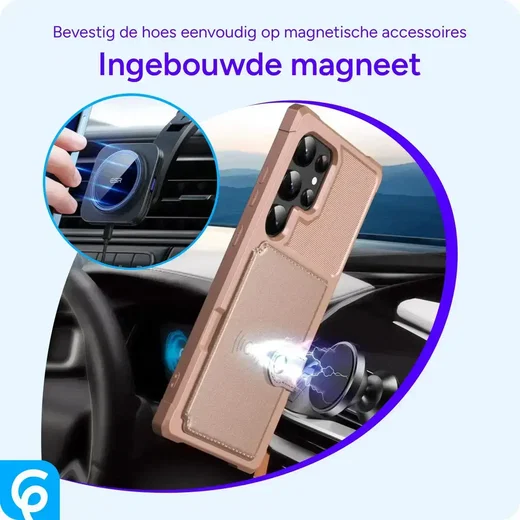 Samsung Galaxy S26 Ultra TPU Back Cover met Kunstleren Wallet Roze afbeelding 8