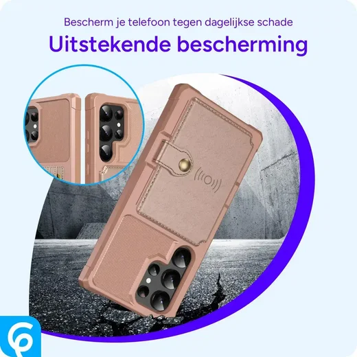 Samsung Galaxy S26 Ultra TPU Back Cover met Kunstleren Wallet Roze afbeelding 5