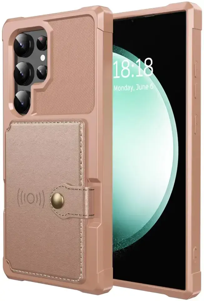 Samsung Galaxy S26 Ultra TPU Back Cover met Kunstleren Wallet Roze afbeelding 2