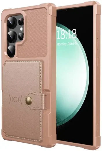 Samsung Galaxy S26 Ultra TPU Back Cover met Kunstleren Wallet Roze afbeelding 2