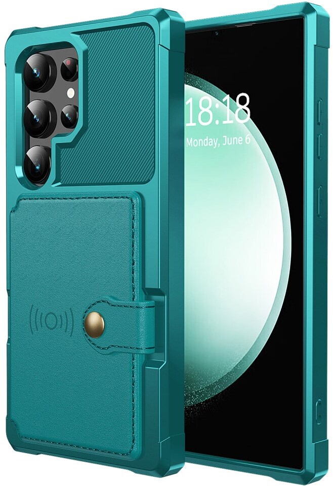 Samsung Galaxy S26 Ultra TPU Back Cover met Kunstleren Wallet Groen afbeelding 2