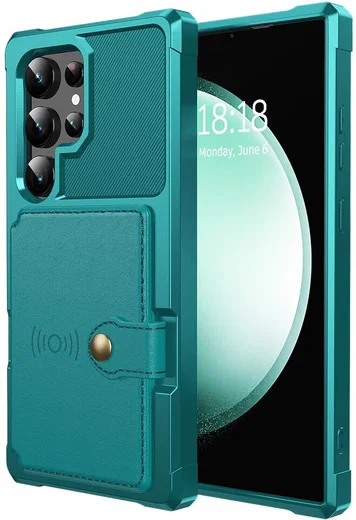 Samsung Galaxy S26 Ultra TPU Back Cover met Kunstleren Wallet Groen afbeelding 2