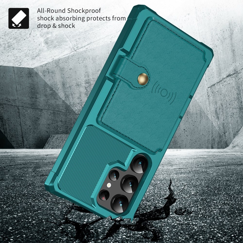 Samsung Galaxy S26 Ultra TPU Back Cover met Kunstleren Wallet Groen afbeelding 5
