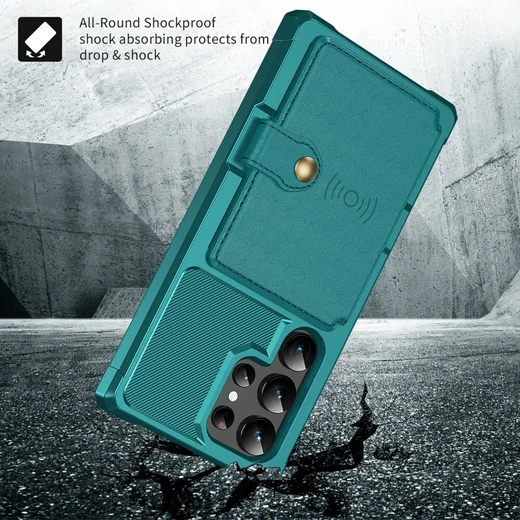 Samsung Galaxy S26 Ultra TPU Back Cover met Kunstleren Wallet Groen afbeelding 5