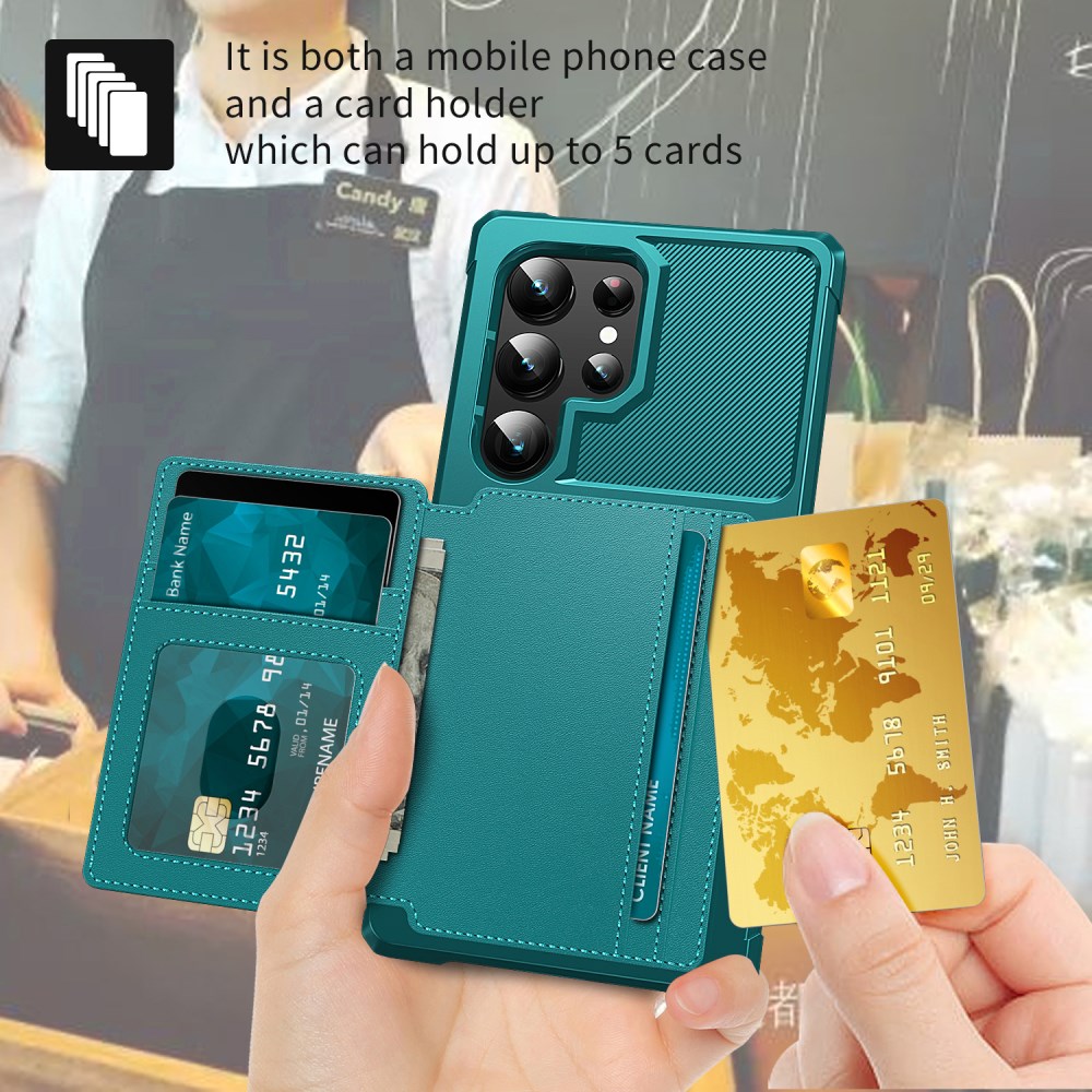 Samsung Galaxy S26 Ultra TPU Back Cover met Kunstleren Wallet Groen afbeelding 6