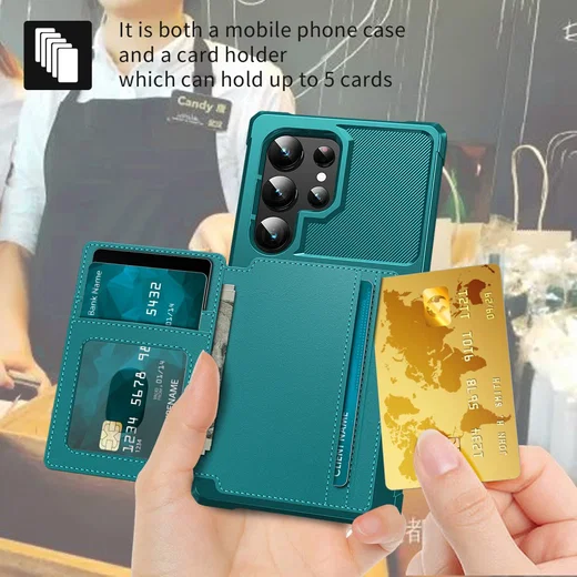Samsung Galaxy S26 Ultra TPU Back Cover met Kunstleren Wallet Groen afbeelding 6