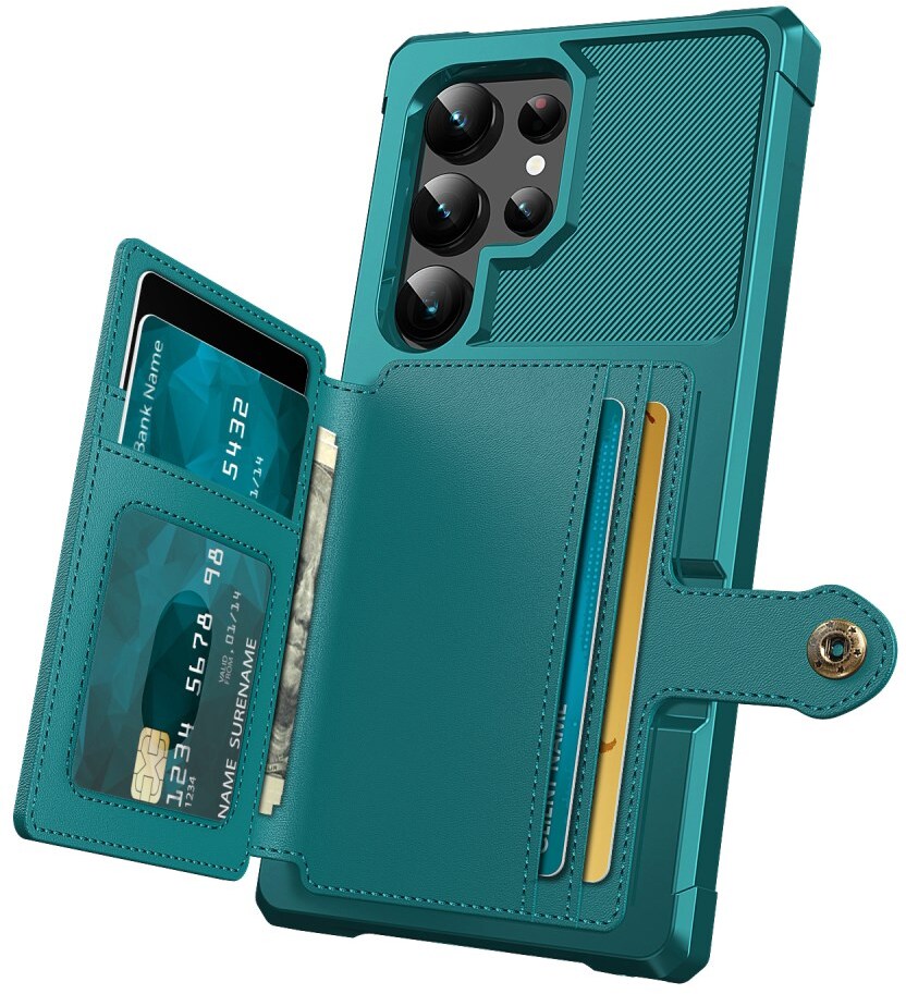 Samsung Galaxy S26 Ultra TPU Back Cover met Kunstleren Wallet Groen afbeelding 3