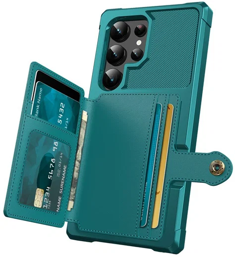 Samsung Galaxy S26 Ultra TPU Back Cover met Kunstleren Wallet Groen afbeelding 3