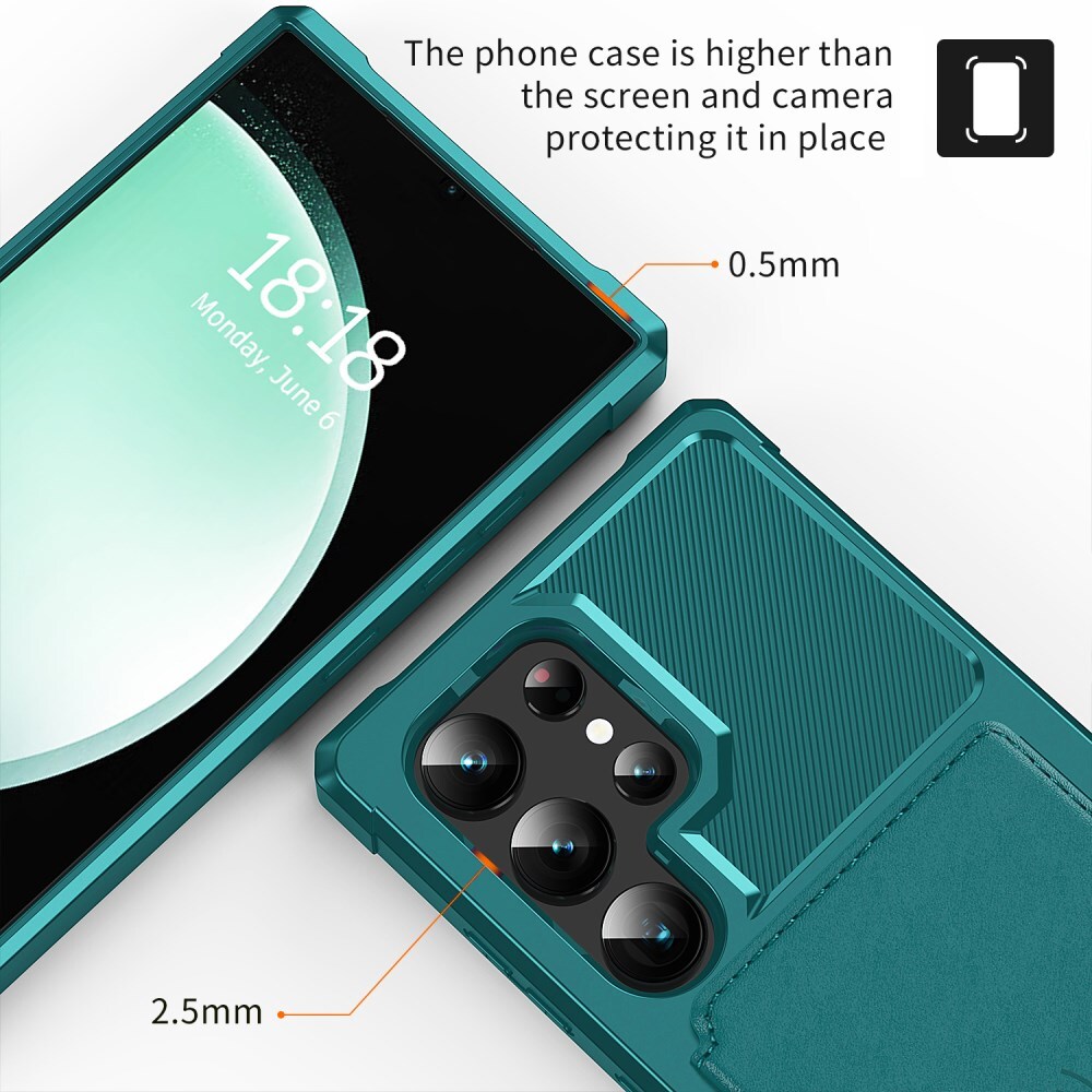 Samsung Galaxy S26 Ultra TPU Back Cover met Kunstleren Wallet Groen afbeelding 8
