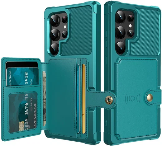 Samsung Galaxy S26 Ultra TPU Back Cover met Kunstleren Wallet Groen afbeelding 1