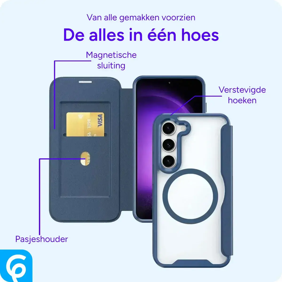 Samsung Galaxy S26 Plus Hoesje met MagSafe / Qi2 Book Case Blauw afbeelding 3