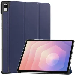 Samsung Galaxy Tab S11 Hoes Tri-Fold Book Case met Standaard Blauw afbeelding