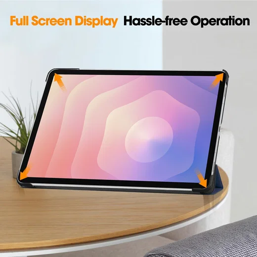Samsung Galaxy Tab S11 Hoes Tri-Fold Book Case met Standaard Blauw afbeelding 4