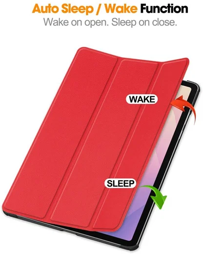 Samsung Galaxy Tab S11 Hoes Tri-Fold Book Case met Standaard Rood afbeelding 2