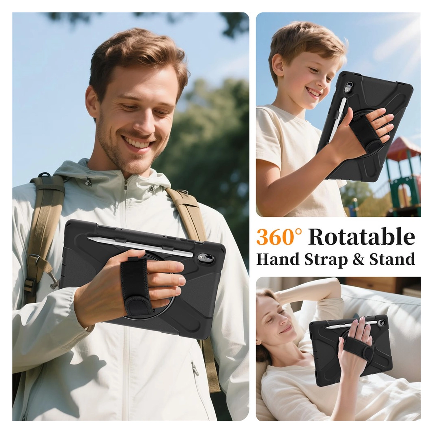 Samsung Galaxy Tab S11 Hoes Back Cover met Kickstand en Handriem Zwart afbeelding 6
