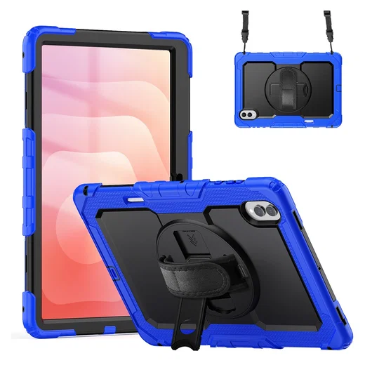 Samsung Galaxy Tab S11 Ultra Hoes met Screen Protector en Handriem Blauw afbeelding 1