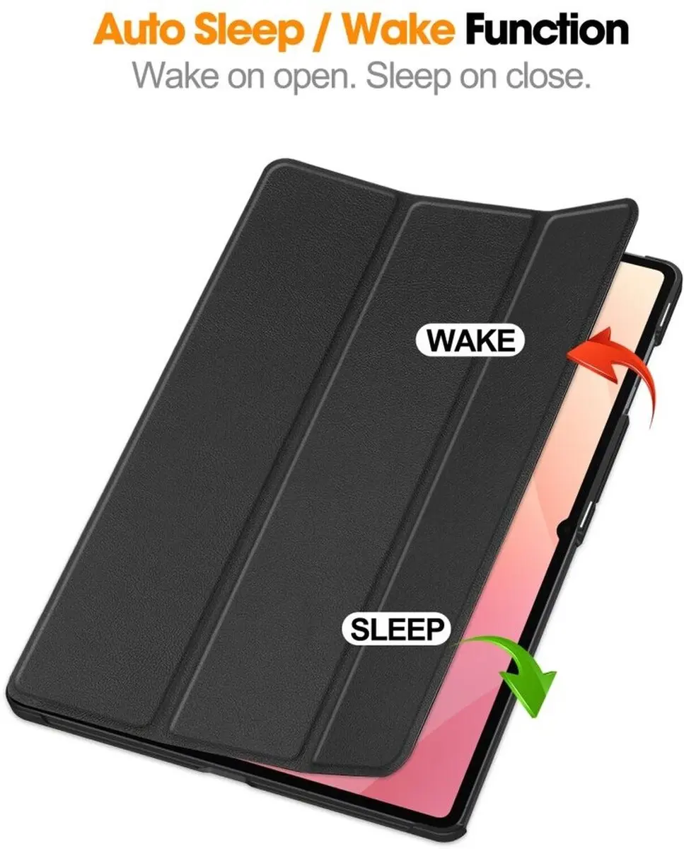 Samsung Tab S12 Ultra / S11 Ultra Tri-Fold Book Case met Standaard Zwart afbeelding 2