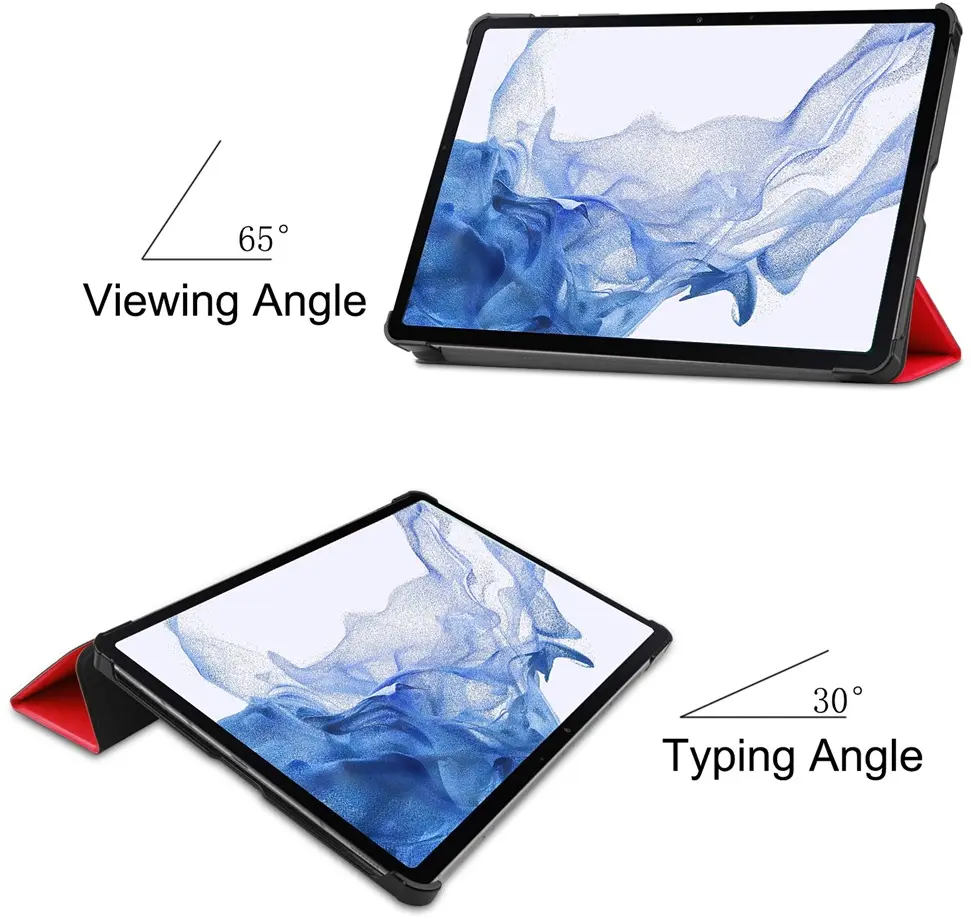 Samsung Galaxy Tab S11 Ultra Hoes Tri-Fold Book Case met Standaard Rood afbeelding 9