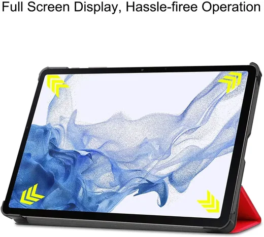 Samsung Galaxy Tab S11 Ultra Hoes Tri-Fold Book Case met Standaard Rood afbeelding 5