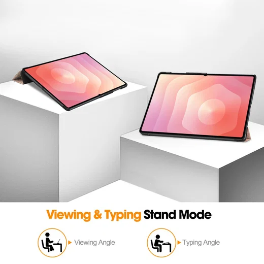 Samsung Galaxy Tab S11 Ultra Hoes Tri-Fold Book Case met Standaard Roze Goud afbeelding 8