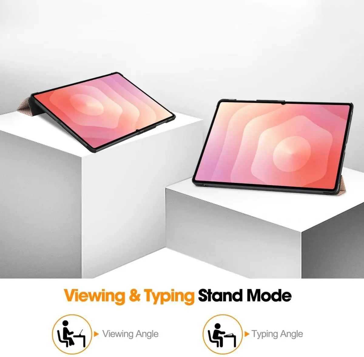 Samsung Tab S12 Ultra / S11 Ultra Tri-Fold Book Case met Standaard Roze Goud afbeelding 7