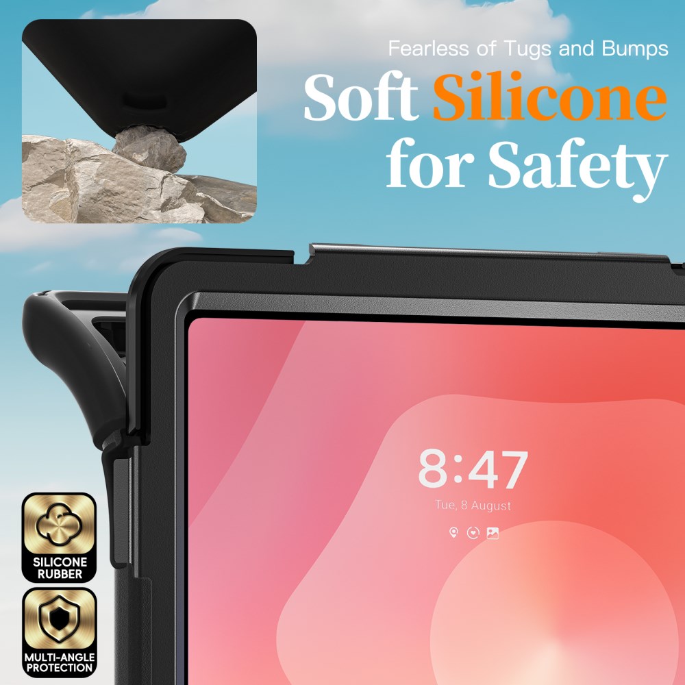 Samsung Galaxy Tab S11 Ultra Hoes Back Cover met Kickstand en Handriem Zwart afbeelding 4