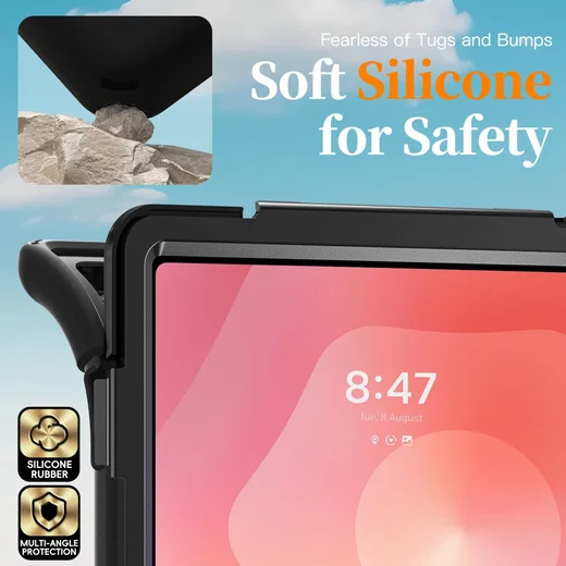 Samsung Galaxy Tab S11 Ultra Hoes Back Cover met Kickstand en Handriem Zwart afbeelding 4