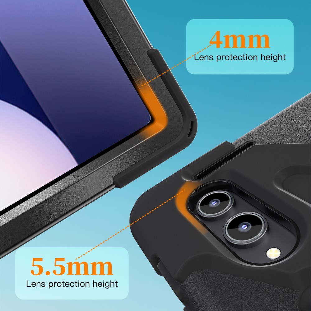 Samsung Galaxy Tab S11 Ultra Hoes Back Cover met Kickstand en Handriem Zwart afbeelding 5