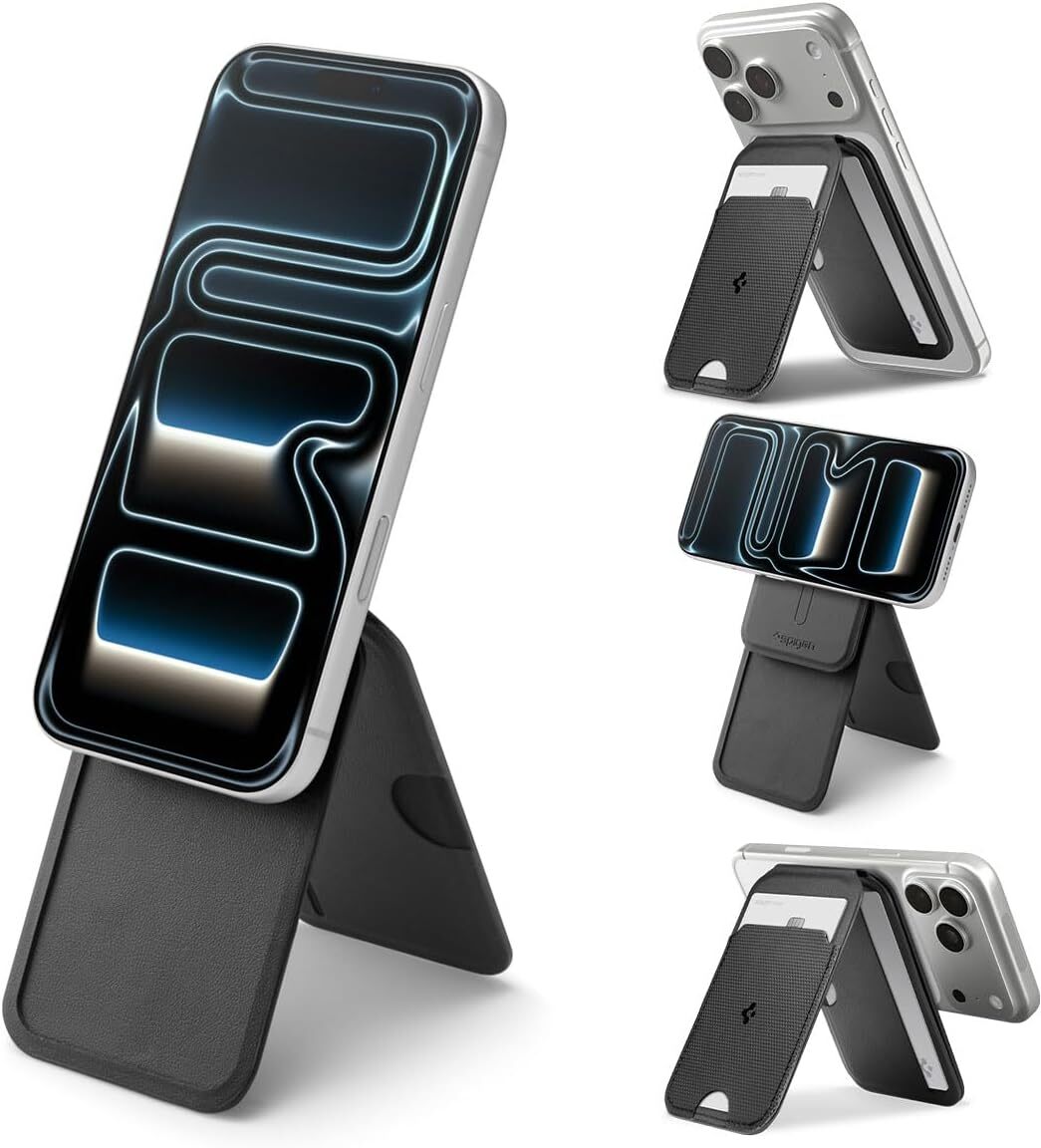Spigen Slim Fold Magnetische Wallet met Standaard Zwart afbeelding 1