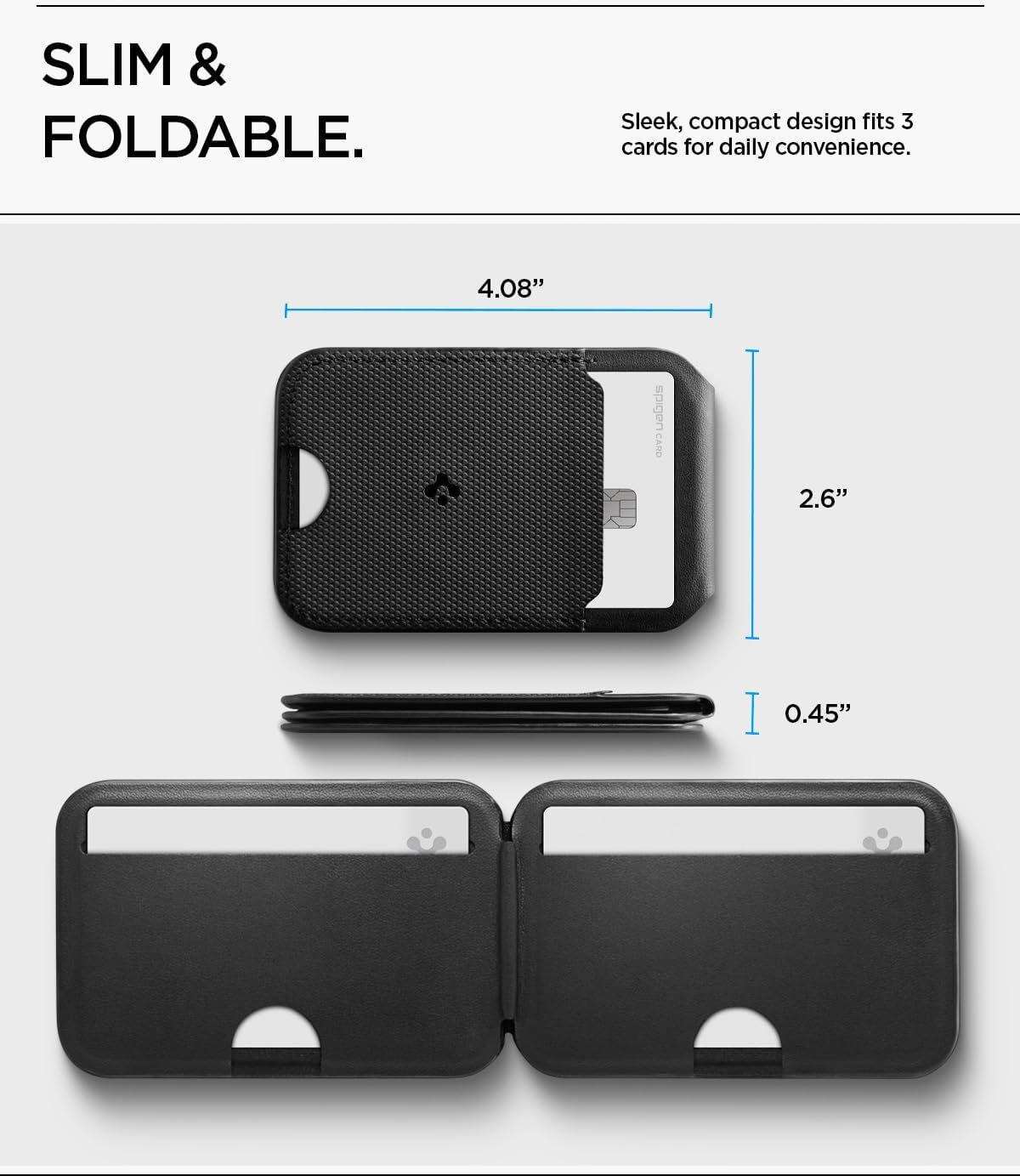 Spigen Slim Fold Magnetische Wallet met Standaard Zwart afbeelding 6