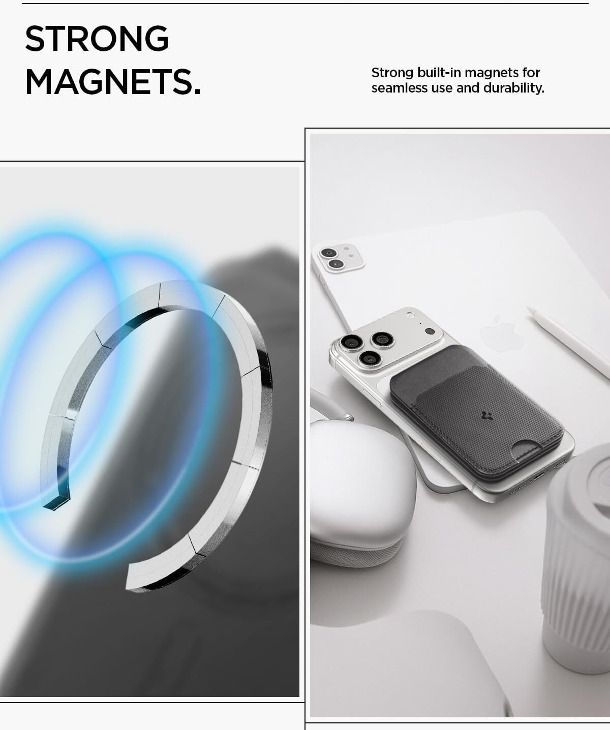 Spigen Slim Fold Magnetische Wallet met Standaard Zwart afbeelding 7