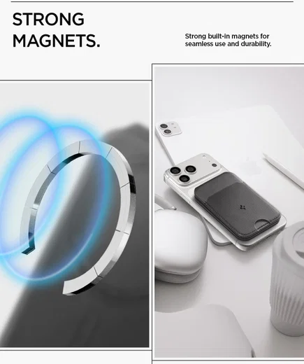 Spigen Slim Fold Magnetische Wallet met Standaard Zwart afbeelding 7