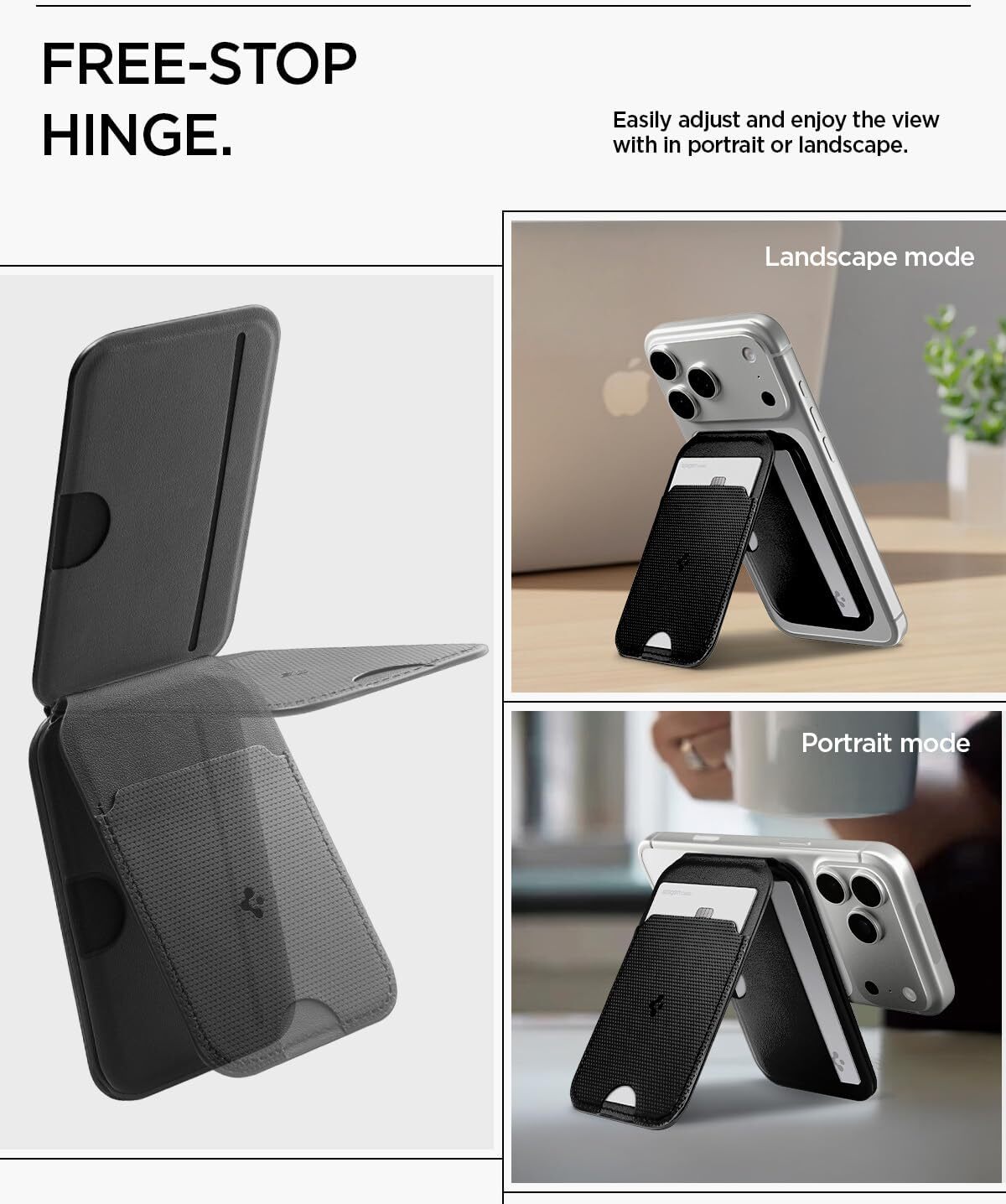 Spigen Slim Fold Magnetische Wallet met Standaard Zwart afbeelding 3