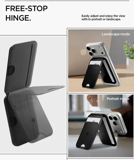 Spigen Slim Fold Magnetische Wallet met Standaard Zwart afbeelding 3