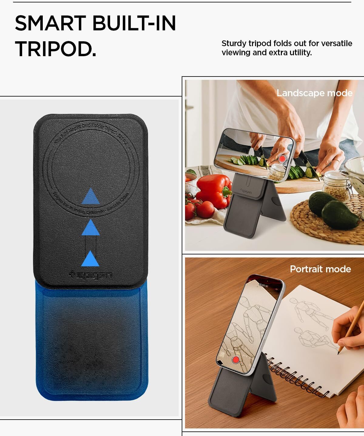 Spigen Slim Fold Magnetische Wallet met Standaard Zwart afbeelding 4
