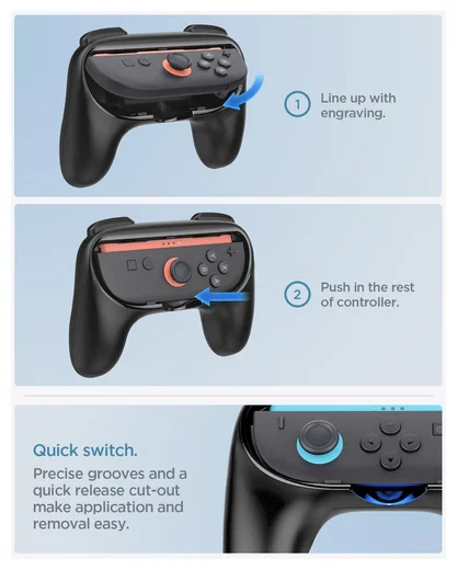 Spigen NS100 Nintendo Switch 2 Joy-Con Controller Grip 2-Pack (Zwart) afbeelding 7