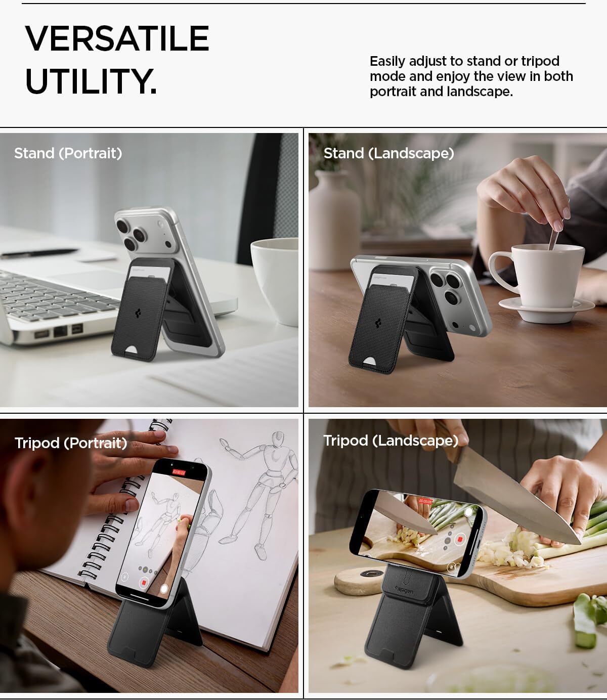 Spigen Slim Fold Tripod Wallet MagSafe Pasjeshouder 1 Pasje Zwart afbeelding 5